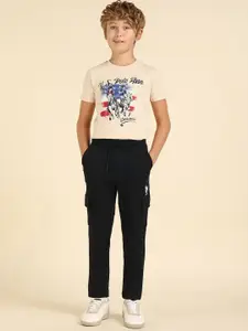 U.S. Polo Assn. Kids Mid Rise Pure Cotton Track Pants