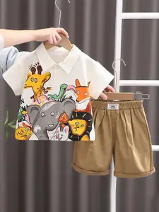 StyleCast x Revolte Boys Printed Shirt Collar T-shirt With Shorts