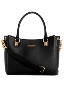 GUESS Brand Logo Embossed Structured Satchel