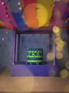 Taasha Craft Set Of 7 Threaded & Mirror Studded Bangles