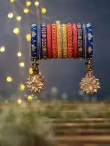 Taasha Craft Set Of 12 Cotton Threads Handcrafted Bangle