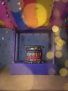 Taasha Craft Set Of 7 Threaded & Mirror Studded Beaded Bangles