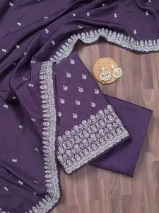 Koskii Floral Embroidered Zariwork Raw Silk Unstitched Dress Material