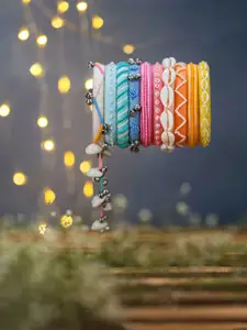 Taasha Craft Set Of 10 Thread & Beaded Bangles