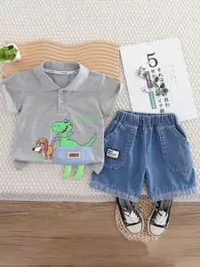 StyleCast x Revolte Boys Animal Printed Shirt Collar T-shirt With Shorts