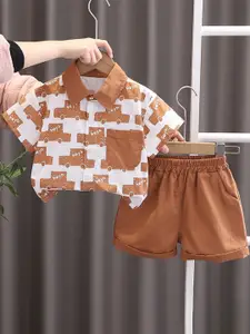 StyleCast x Revolte Boys Graphic Printed Spread Collar Shirt With Shorts