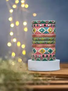 Taasha Craft Gulal Set Of 10 Thread Bangles