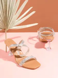 STEPT6 Embellished Open Toe Stilettoes Heels