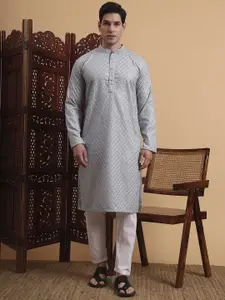 House of Pataudi Men Embellished Festive Straight Kurtas