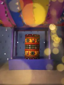 Taasha Craft Set Of 10 Threaded & Mirror Studded Bangles