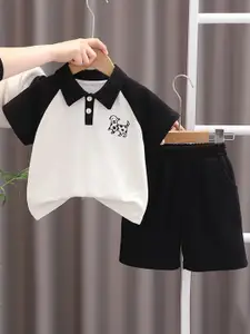 StyleCast x Revolte Boys Colourblocked Shirt Collar T-shirt With Shorts