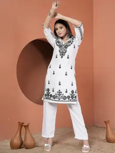 LeeliPeeri Designer Chikankari Embroidered Top With Palazzo Co-Ords