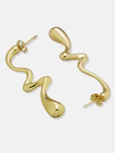 ATIBELLE Set Of 2 Gold-Plated Wavy Shaped Drop Earrings