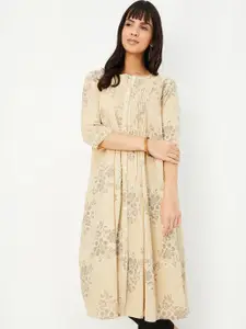 max Women Floral Printed Boat Neck Cotton A-Line Kurta