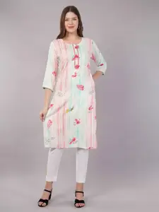 JIDI FASHION Floral Printed Round Neck Straight Kurta