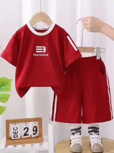 StyleCast x Revolte Boys Typography Printed Round Neck T-shirt With Shorts