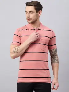 Duke Striped Polo Collar Pockets Cotton T-shirt
