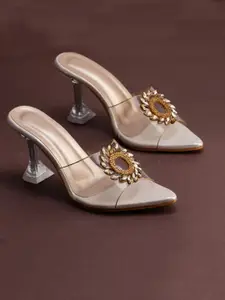 Froh Feet Women Party Synthetic Leather Embellished Kitten Peep Toes