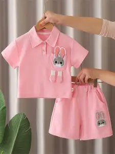 StyleCast x Revolte Girls Embroidered Shirt Collar Short Sleeves T-shirt With Shorts