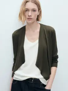 MANGO Collarless Front-Open Asymmetric Crop Sweater