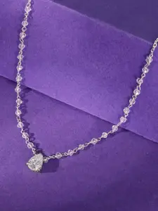 GIVA Mystic Raindrop 925 Sterling Silver Rhodium-Plated Rhinestone Studded Necklace