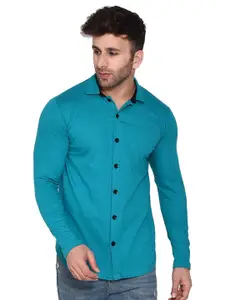 BEYOU FASHION Spread Collar Long Sleeves Cotton Casual Shirt