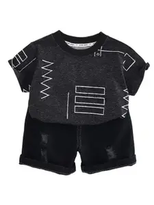 StyleCast x Revolte Boys Printed Round Neck T-shirt With Shorts