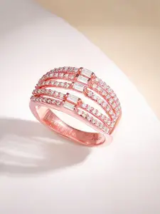 GIVA 925 Silver Rose Gold Layer Player Ring Fixed SizeIndian - 12