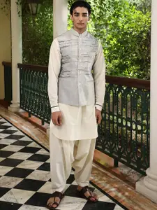 PATR Men Embroidered Velvet Nehru Jacket