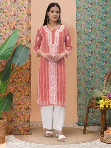 PARAMOUNT CHIKAN Ethnic Motifs Embroidered Chikankari Georgette Kurta