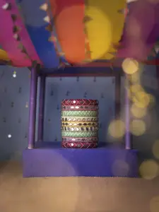 Taasha Craft Set Of 9 Threaded & Mirror Studded Bangles