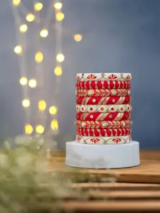 Taasha Craft Set Of 9 Stones Studded Thread Bangles