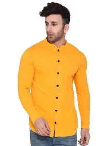 BEYOU FASHION Mandarin Collar Long Sleeves Cotton Casual Shirt