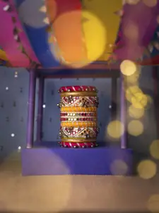 Taasha Craft Set Of 10 Threaded & Mirror Studded Bangles