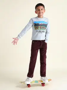U.S. Polo Assn. Kids Boys Corduroy Mid-Rise Stretchable Jeans