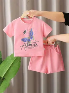 StyleCast x Revolte Girls Printed Round Neck T-shirt with Shorts