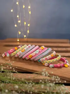 Taasha Craft Set Of 11 Thread & Beaded Bangles