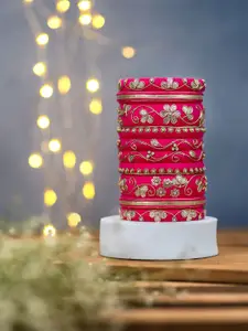 Taasha Craft Gulal Set Of 10 Thread Bangles