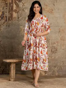 Mialo fashion Mialo Printed Maternity Feeding With Both Side Feeding Zip Ethnic Dresses