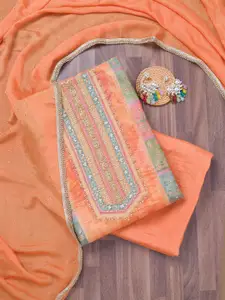 Koskii Floral Woven Design Stonework Unstitched Dress Material