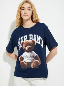 max Typography Printed Round Neck Pure Cotton T-shirt