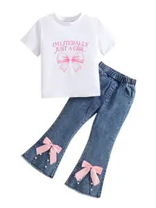 StyleCast x Revolte Girls Printed Round Neck Short Sleeves Top With Trousers