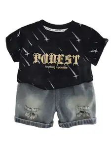 StyleCast x Revolte Boys Round Neck Printed T-shirt with Shorts