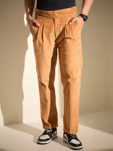 FUGAZEE Men Solid Tapered Fit Corduroy Pleated Trousers