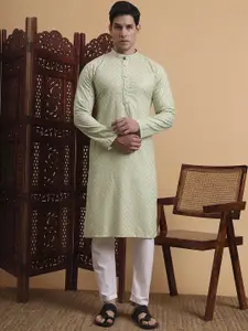 House of Pataudi Men Ethnic Motifs Embroidered Festive Straight Kurtas