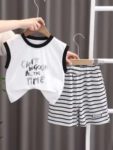 StyleCast x Revolte Boys Typography Printed Round Neck Sleeveless T-shirt With Shorts