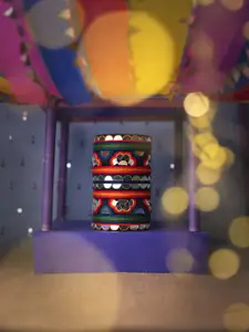 Taasha Craft Set Of 10 Threaded & Mirror Studded Bangles