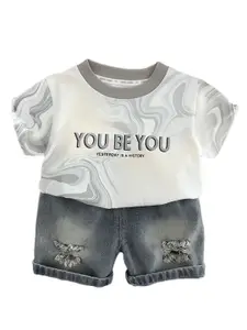 StyleCast x Revolte Boys Printed Round Neck T-shirt with Shorts