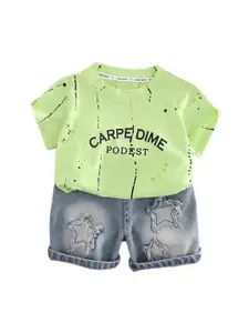 StyleCast x Revolte Boys Typography Printed Round Neck T-shirt With Shorts