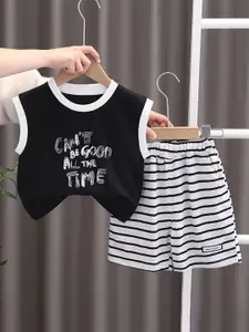 StyleCast x Revolte Boys Typography Printed Round Neck T-shirt With Shorts